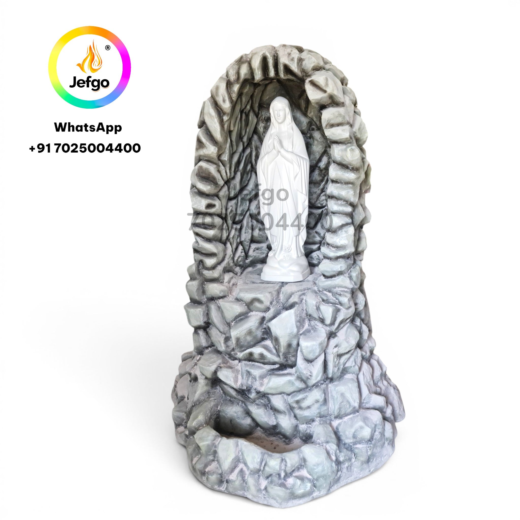 Our Lady of Lourdes Statue with Grotto – Premium Fiberglass Marian Statue by Jefgo Industries