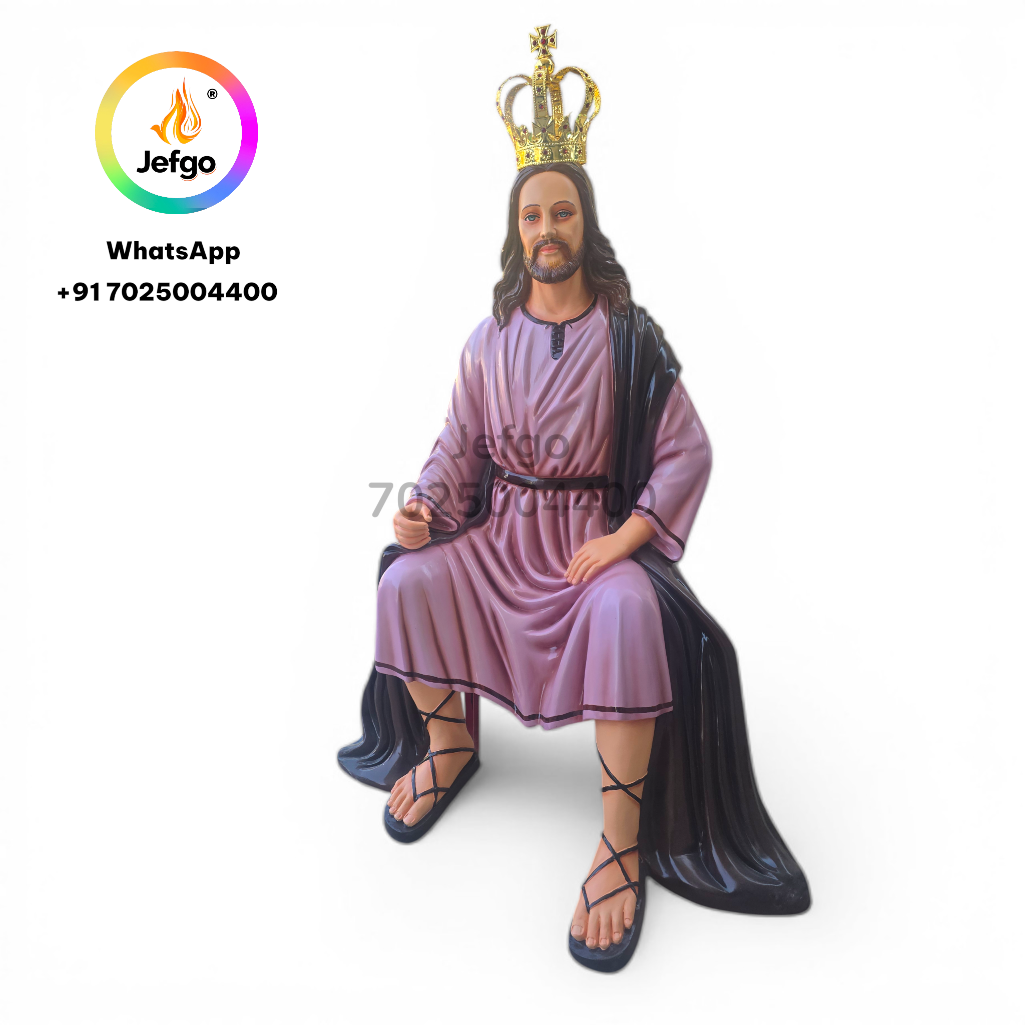 Beautiful Jesus Sitting on Bench Statue