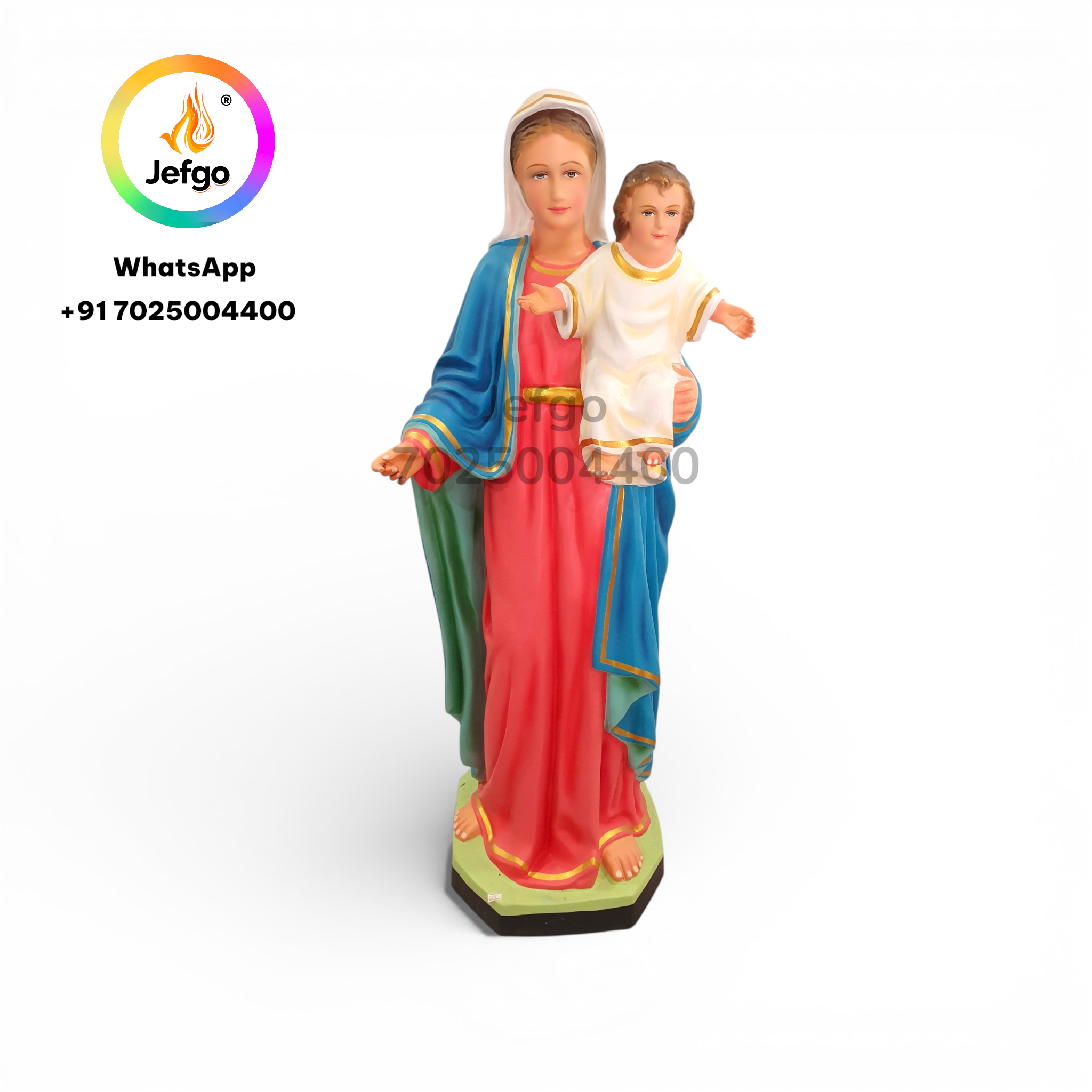 Mother Mary with Baby Jesus Statue 4 feet/48 inch Fiber Model no: 3090
